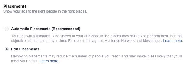 audience network reseau facebook placement disponible
