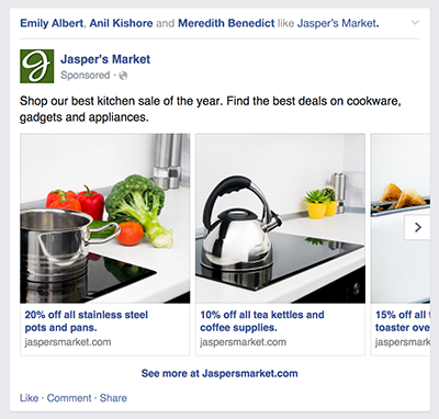 exemple ads facebook carrousel