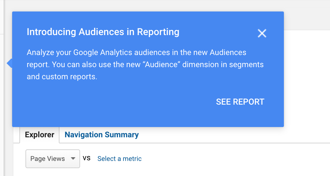 Déploiement d’un nouveau rapport dans Google Analytics pour analyser les audiences personnalisées d'un site Web.