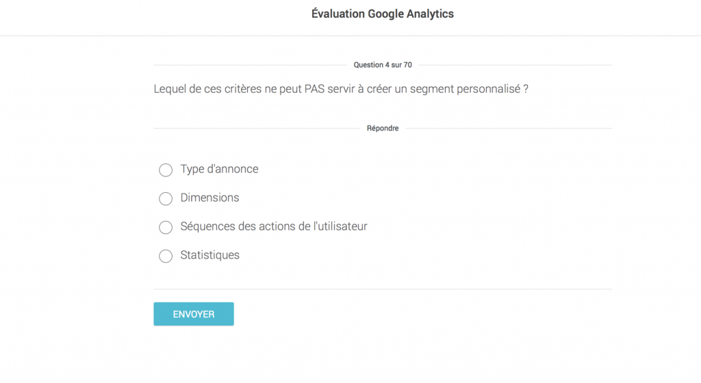 question d'evaluation google analytics