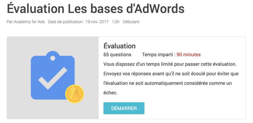 les bases de google adwords evalution