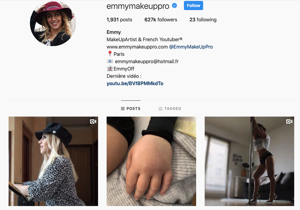 @emmymakeuppro influencer instagram français 
