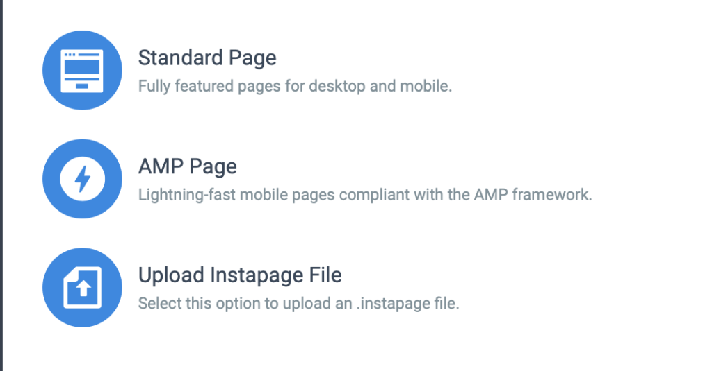 different type de landing page instapage
