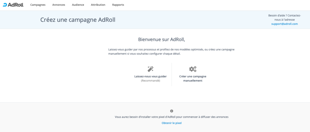 creer une campagne adroll